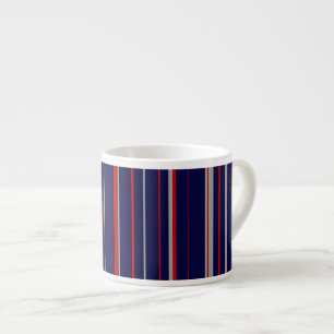 Taza De Espresso Pinstripes, colores rojo, marino, gris
