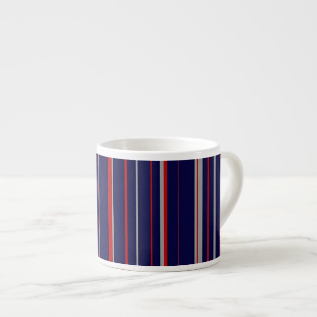 Taza De Espresso Pinstripes, colores rojo, marino, gris (Derecha)