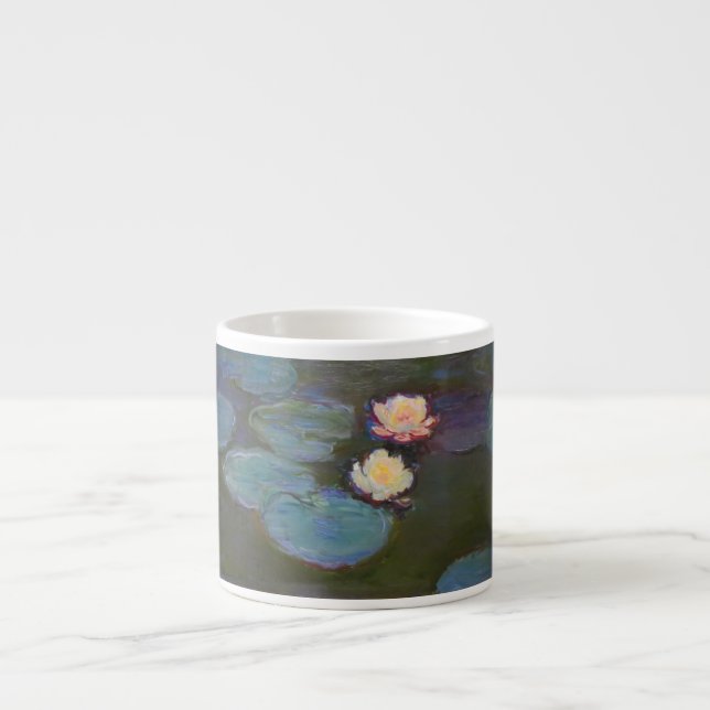 Taza De Espresso Pintado de naves acuáticas de Monet Water Lily Lil (Frente)