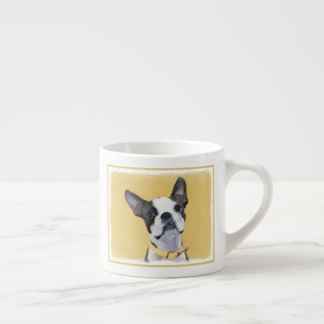 Taza De Espresso Pintura de Boston Terrier - Arte de Perro Original (Derecha)