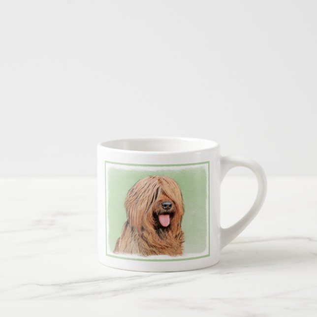 Taza De Espresso Pintura de Briard - Arte de Perro Original. (Derecha)