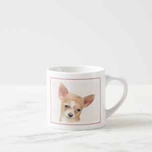 Taza De Espresso Pintura de Chihuahua - Arte Perro Original.