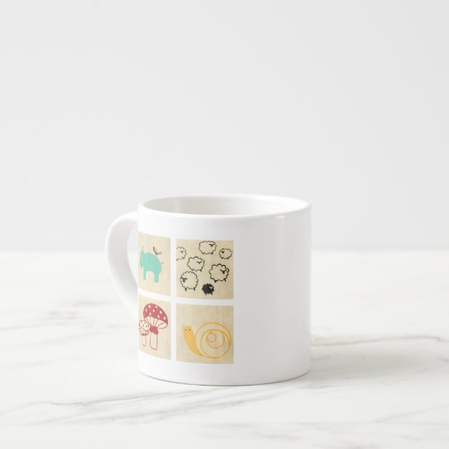 Taza De Espresso Pintura de cuatro bloques de madera para niños (Izquierda)