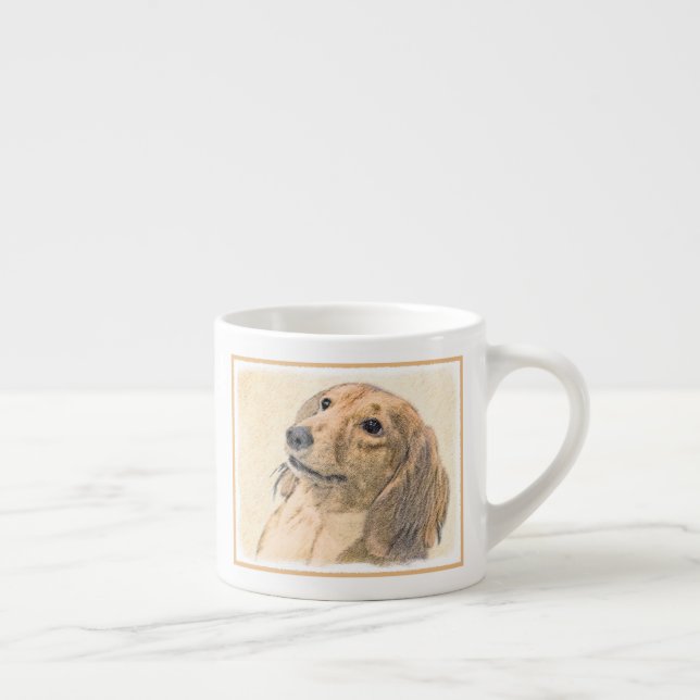 Taza De Espresso Pintura de Dachshund (de cabello largo) - Arte Per (Derecha)