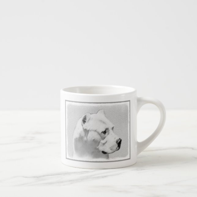Taza De Espresso Pintura de Dogo Argentino - Arte original del perr (Derecha)