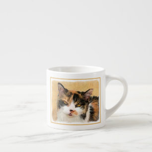 Taza De Espresso Pintura de gato calico - Arte de gato original lin