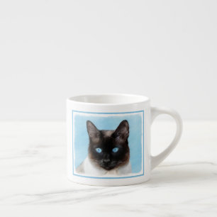 Taza De Espresso Pintura de gatos siamesa - Arte de gatos original 