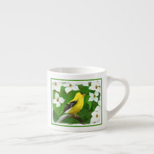 Taza De Espresso Pintura de Goldfinch - Arte de Perro Original.