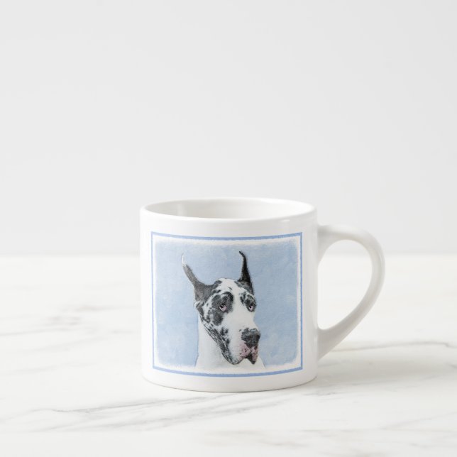 Taza De Espresso Pintura de Great Dane (Harlequin) - Arte original  (Derecha)