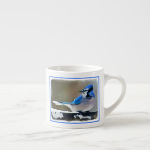 Taza De Espresso Pintura de Jay azul - Arte de pájaro original