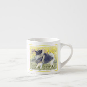 Taza De Espresso Pintura de Keeshond Aspen - Arte Perro Original Cu