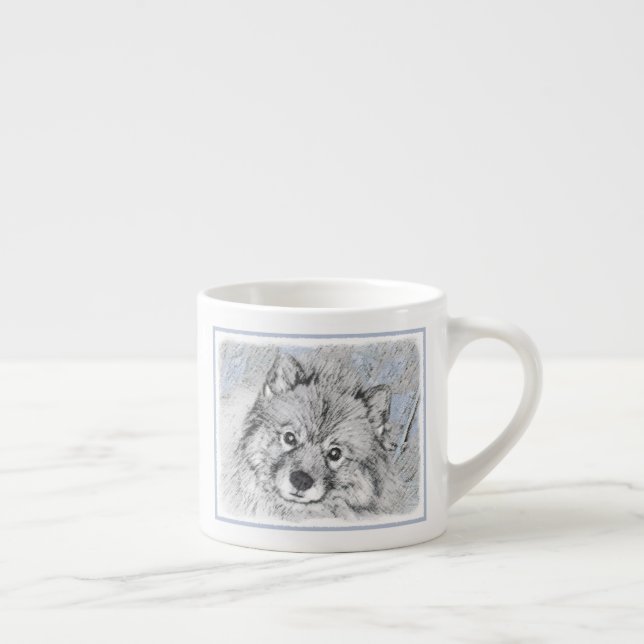 Taza De Espresso Pintura de Keeshond Beth - Arte de Perro Original. (Derecha)