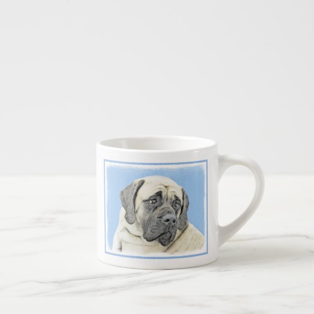 Taza De Espresso Pintura de malvado inglés (Fawn) - Arte de perro o (Derecha)