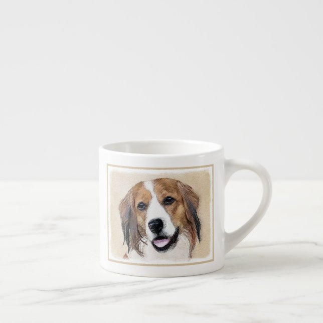 Taza De Espresso Pintura de Nederlandse Kooikerhondje - Arte de per (Derecha)