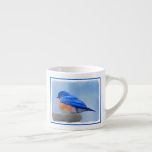 Taza De Espresso Pintura de pájaro azul - Arte original de aves