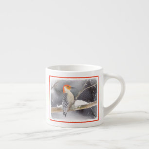 Taza De Espresso Pintura de pájaro de madera roja