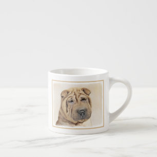 Taza De Espresso Pintura de Shar Pei - Arte Perro Original Cuto
