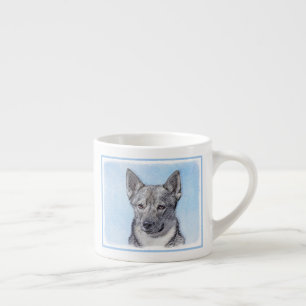 Taza De Espresso Pintura de Vallhund Sueca - Arte Perro Original Cu