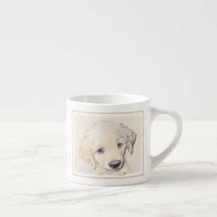 Taza De Espresso Pintura del perrito del golden retriever - arte