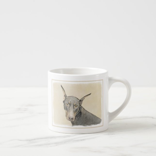 Taza De Espresso Pintura Doberman Pinscher - Original Dog Art (Derecha)