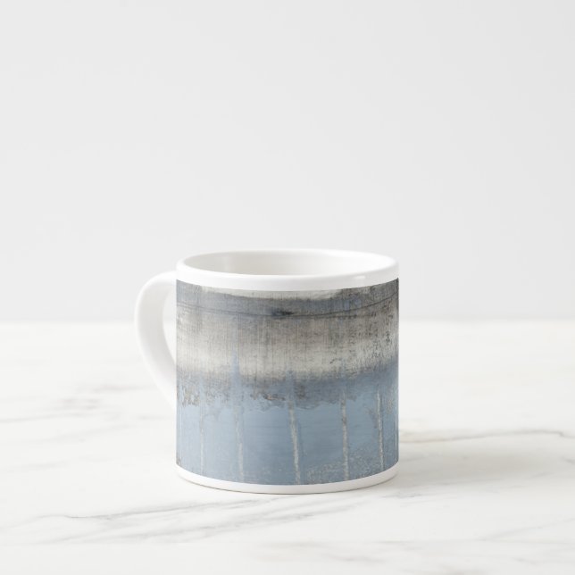 Taza De Espresso Pintura gris y azul abstracta (Izquierda)