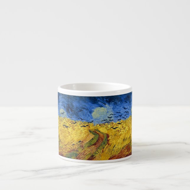 Taza De Espresso Pintura impresionista de Van Gogh Wheat Fields (Frente)