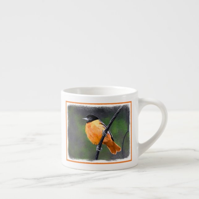 Taza De Espresso Pintura Oriole - Arte original de aves (Derecha)