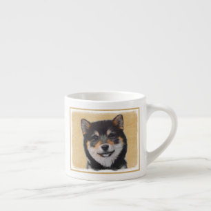Taza De Espresso Pintura Shiba Inu (Negro y Tan) - Arte de perro