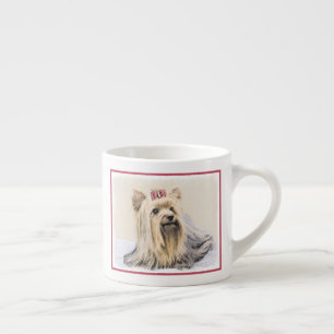 Taza De Espresso Pintura Terrier de Yorkshire - Arte Perro Original