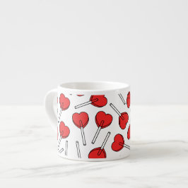 Taza De Espresso Piruetas rojas, piruetas de corazón, patrón de pir