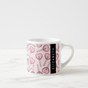 Taza De Espresso Pirulís rosas, pirulís de corazón, pirulí, tu nomb