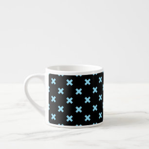 Taza De Espresso Pisos cruzados azules sobre negro