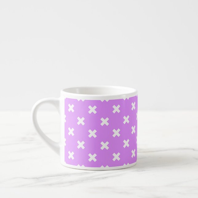 Taza De Espresso Pisos de cruz blanca sobre lilac (Izquierda)