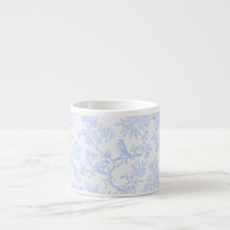 Taza De Espresso PixDezines Chinoiserie Azul Claro, Peonías Pájaros