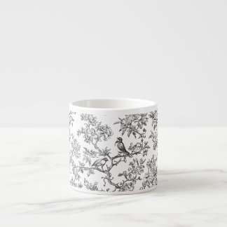 Taza De Espresso PixDezines Chinoiserie Blanco Negro, Ave Peonias