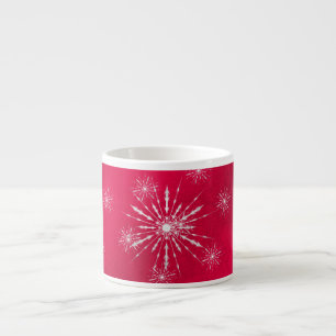 Taza De Espresso PixDezines Copos de nieve, Navidad Rojo