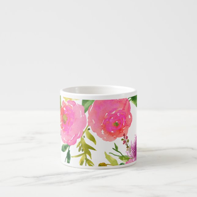 Taza De Espresso PixDezines floral/acuarela/ranunculus (Frente)