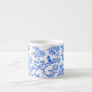 Taza De Espresso PixDezines Ming Azul Chinoiserie, Ave Peonias