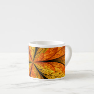 Taza De Espresso Planta de otoño, hoja de arte fractal abstracta mo