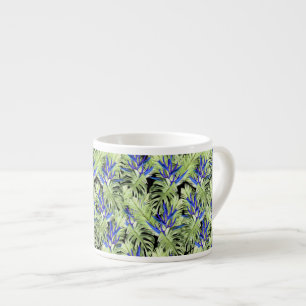 Taza De Espresso Plantas tropicales verdes y azules