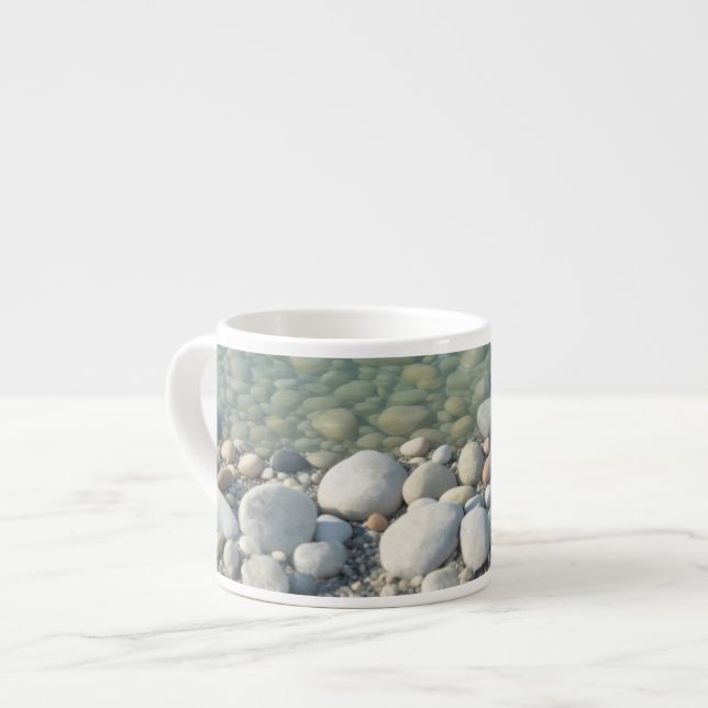 Taza De Espresso Playa Stones Bella Naturaleza Mar Pebbles Shore (Izquierda)
