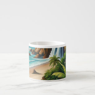 Taza De Espresso Playa Tropical Océano Palmeras espresso taza
