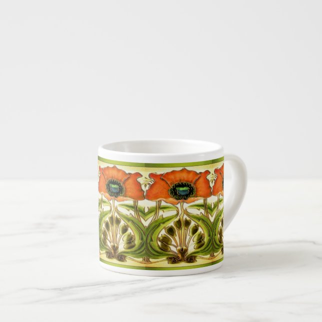TAZA DE ESPRESSO POBRE ROJO VERDE ESTILIZADO ART NOUVEAU (Derecha)