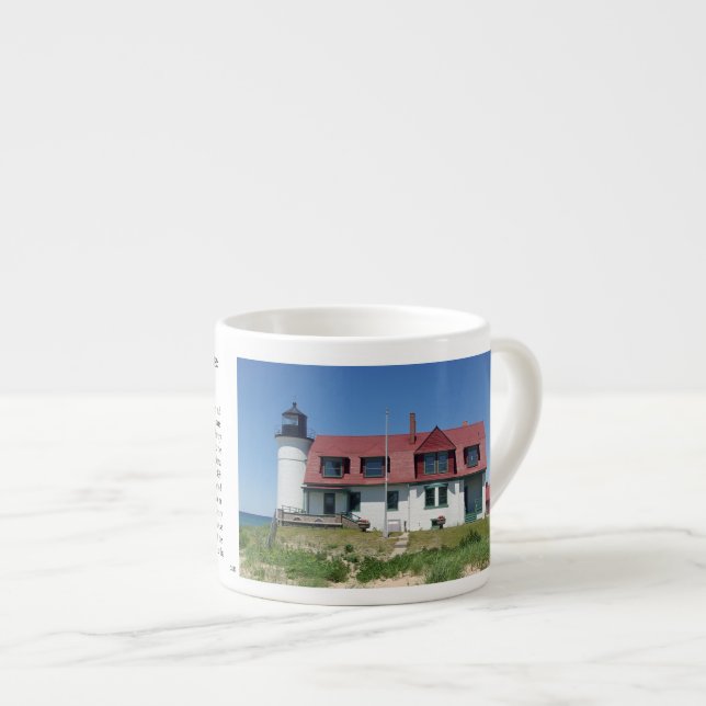 Taza De Espresso Point Betsie Lighthouse historia espresso mug (Derecha)
