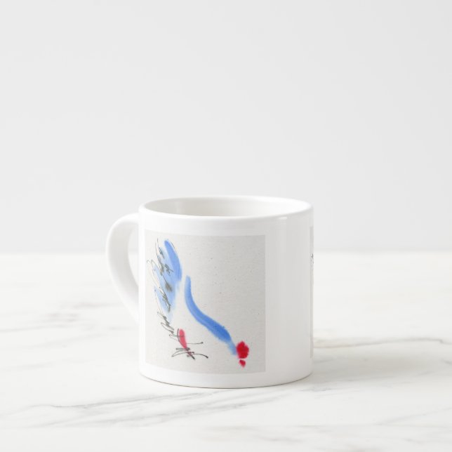 Taza De Espresso Pollo blanco. Caligrafía y acuarela (Izquierda)