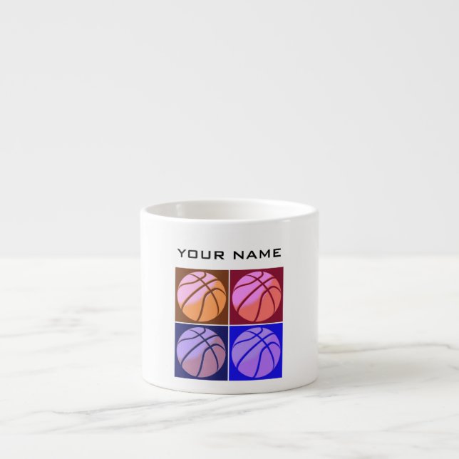 Taza De Espresso Pop Art Basketball Tu nombre (Frente)