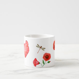 Taza De Espresso Poppies pintados hueso China Mug