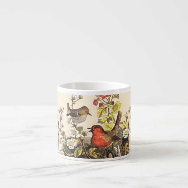 Taza De Espresso Primavera Robin Birds Red Birds (Frente)