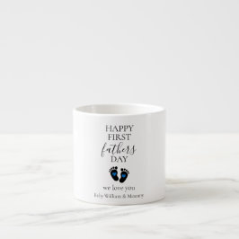 Taza De Espresso Primer Día del Padre - Huellas de bebé y corazones
