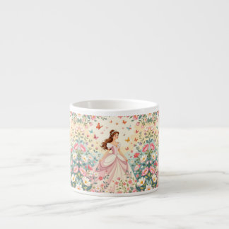 Taza De Espresso Princesa linda con mariposas